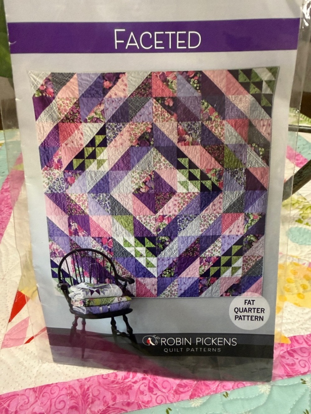 Faceted Quilt Pattern by Robin Pickens - Purple & Pink
